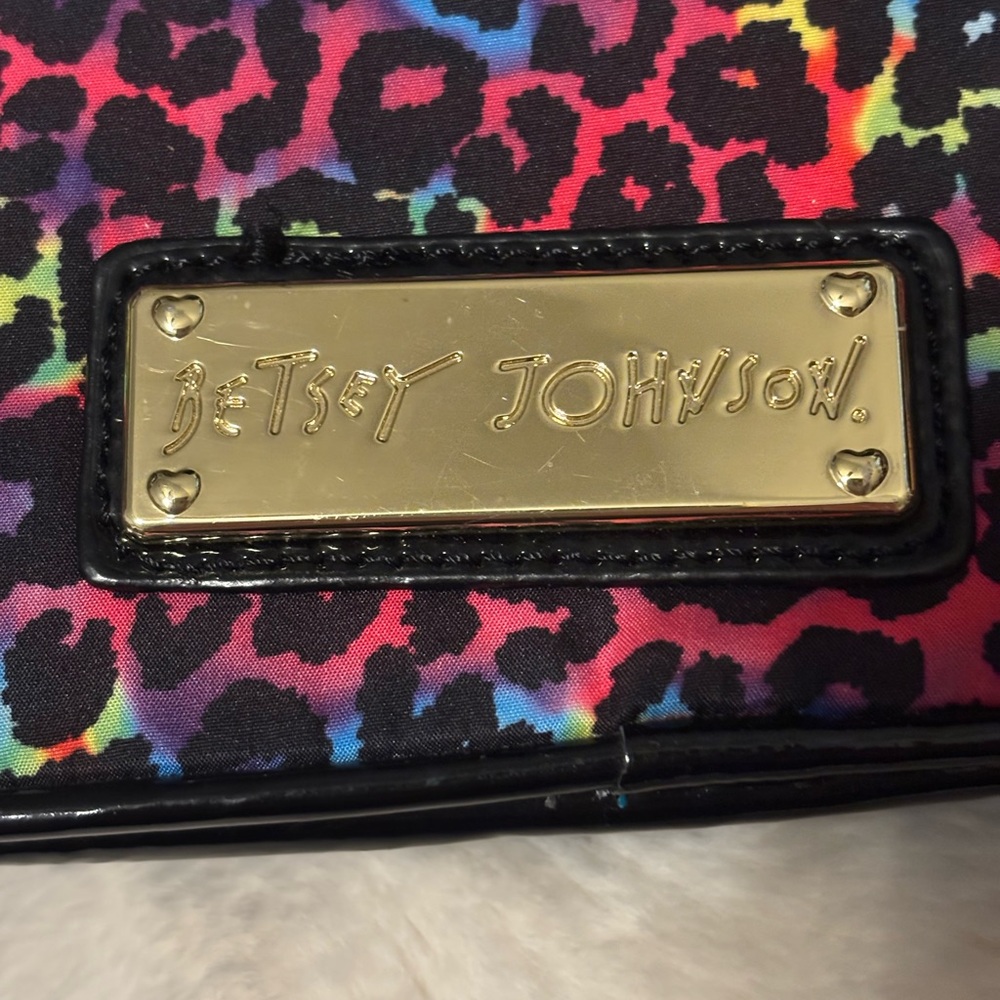 Betsey Johnson Red and Pink Cosmetic Bag with Playful Heart Design - Picture 4 of 6